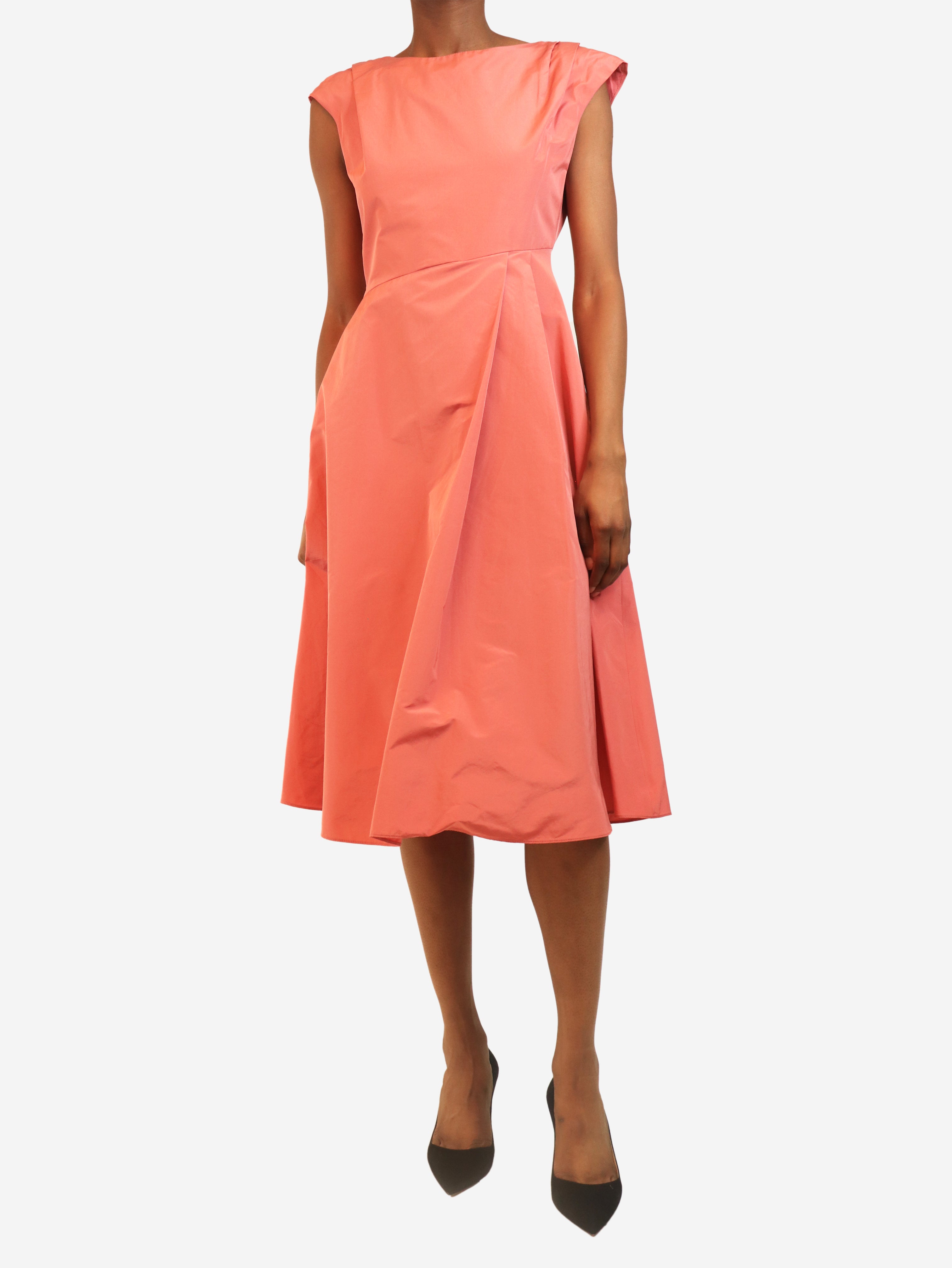 Pink sleeveless long dress - size UK 6