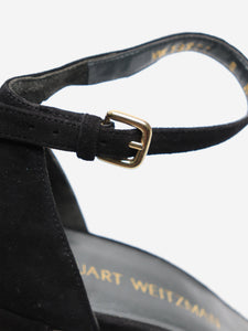 Stuart Weitzman Black suede pearl-embellished sandal heels - size EU 38.5