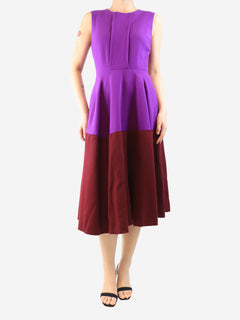 Purple sleeveless crepe colourblock dress - size UK 10 Dresses Roksanda 