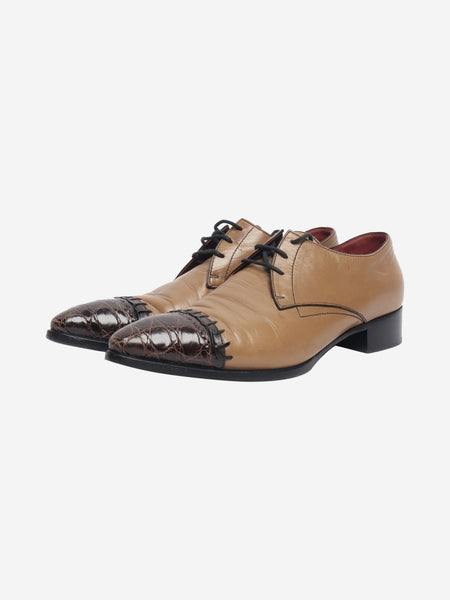 Tan leather lace-up shoes - size EU 38 alternate image