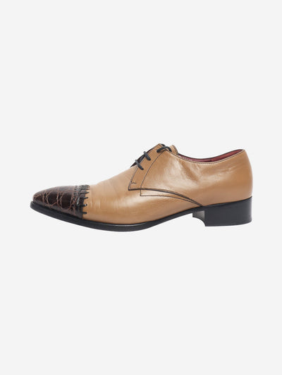 Tan leather lace-up shoes - size EU 38 Flat Shoes Prada 