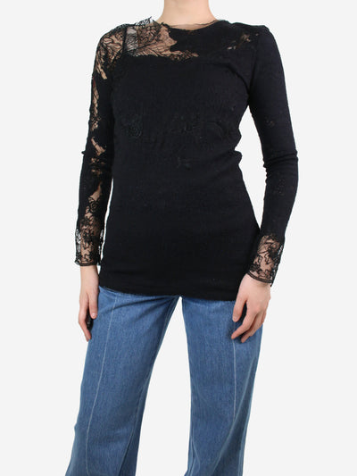 Black lace-trimmed sweater - size UK 12 Knitwear Ermanno Scervino 