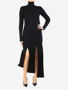 Bottega Veneta Black ribbed high-neck midi dress - size S