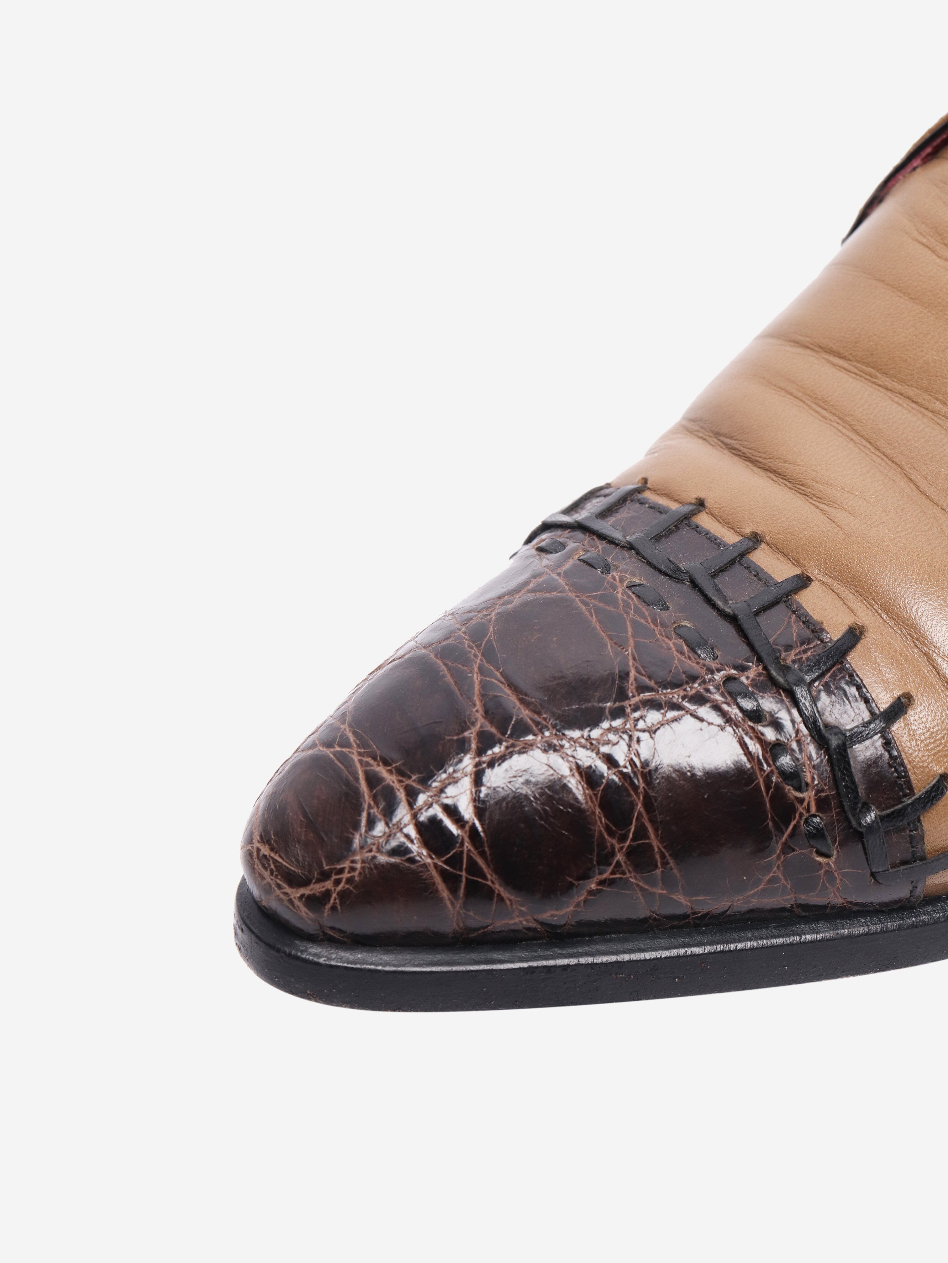 Tan leather lace-up shoes - size EU 38 Flat Shoes Prada 