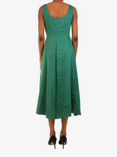 Green sleeveless linen-blend slip dress - size UK 4