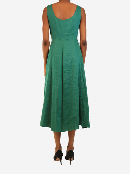 Green sleeveless linen-blend slip dress - size UK 4 alternate image