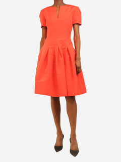 Red silk A-line dress - size UK 6