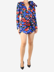 Magda Butrym Blue silk printed mini dress - size UK 8