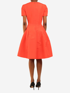Red silk A-line dress - size UK 6