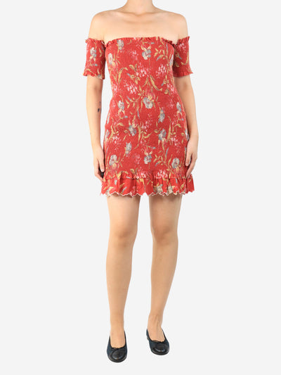 Red shirred floral mini dress - size UK 10 Dresses Zimmermann 