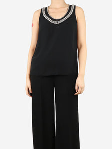 Diane Von Furstenberg Black bejewelled silk top - size S