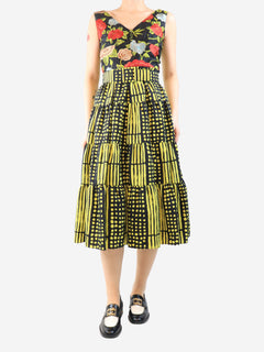 Yellow and black tiered midi dress - size UK 10 Dresses Duro Olowu 