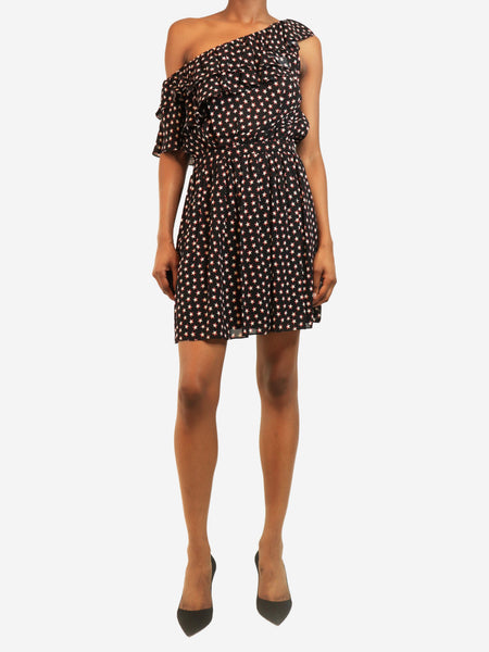 Black one-shoulder star printed mini dress - size UK 10 product image