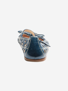 Prada Blue leather cutout Mary Jane flats - size EU 39