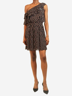 Black one-shoulder star printed mini dress - size UK 10 Dresses Saint Laurent 