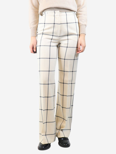 Cream wide-leg check trousers - size UK 8 Trousers Gabriela Hearst 