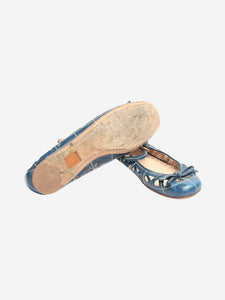 Prada Blue leather cutout Mary Jane flats - size EU 39