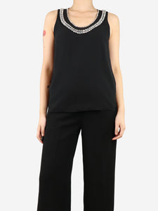 Diane Von Furstenberg Black bejewelled silk top - size S