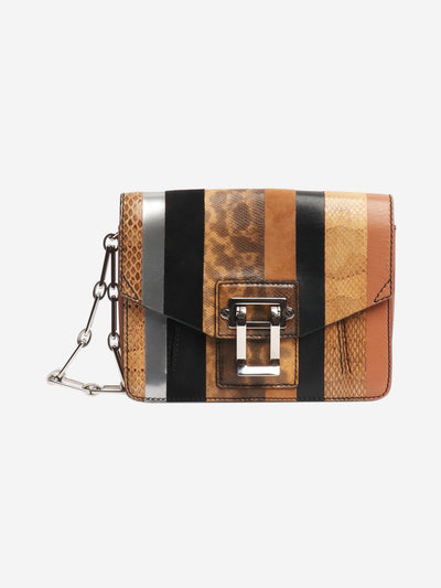 Brown striped exotic leather clutch Cross-body Bags Proenza Schouler 