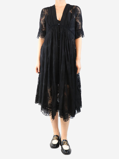 Black sheer embroidered dress - size UK 14 Dresses Zimmermann 