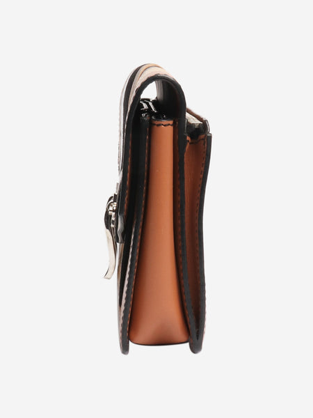 Brown striped exotic leather clutch alternate image