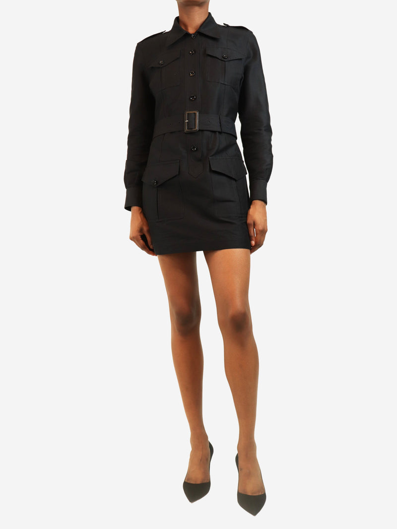 Black belted shirt dress - size UK 6 Dresses Tom Ford 