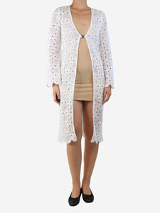 Rotate White Kwamie crochet robe - size S