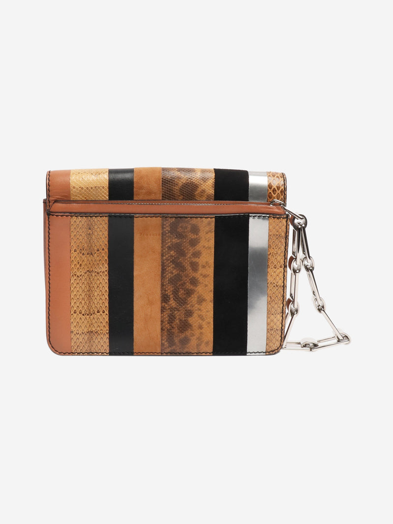 Brown striped exotic leather clutch Cross-body Bags Proenza Schouler 