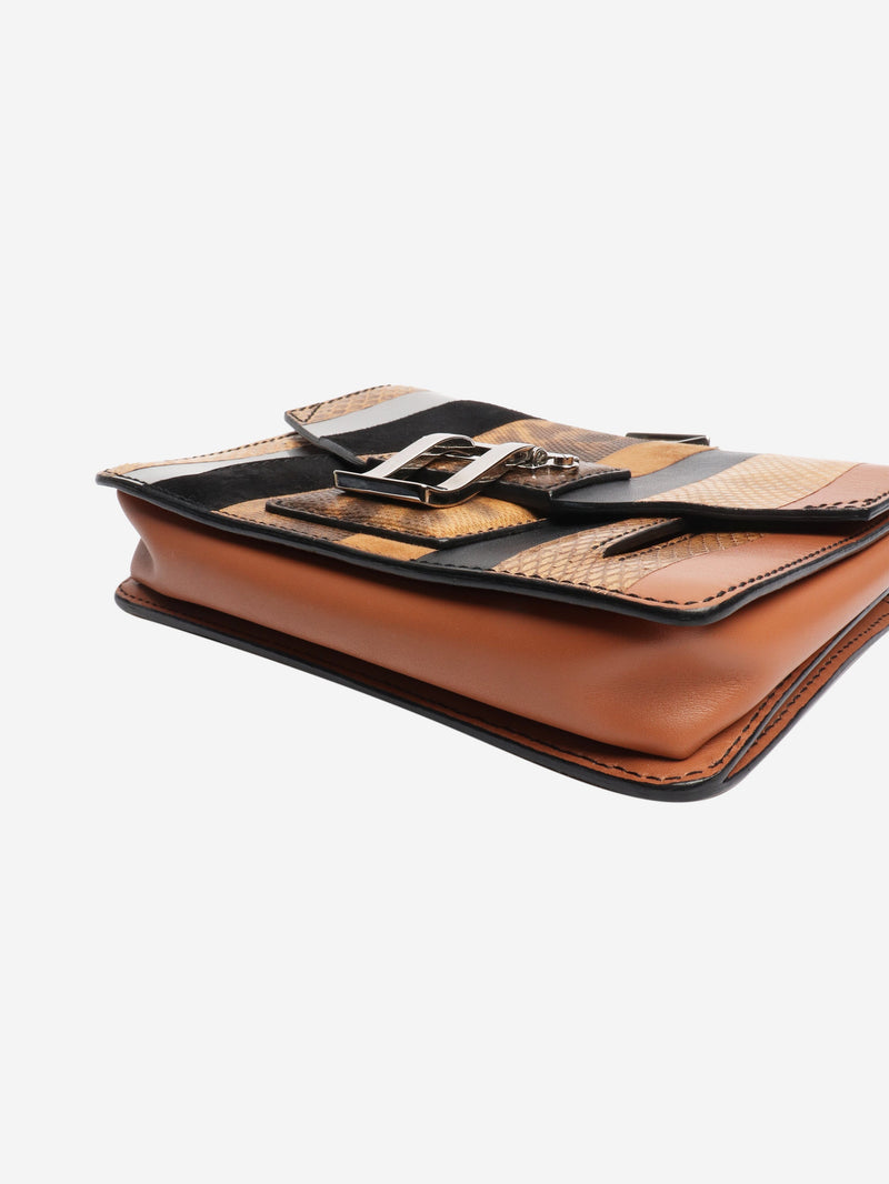 Brown striped exotic leather clutch Cross-body Bags Proenza Schouler 