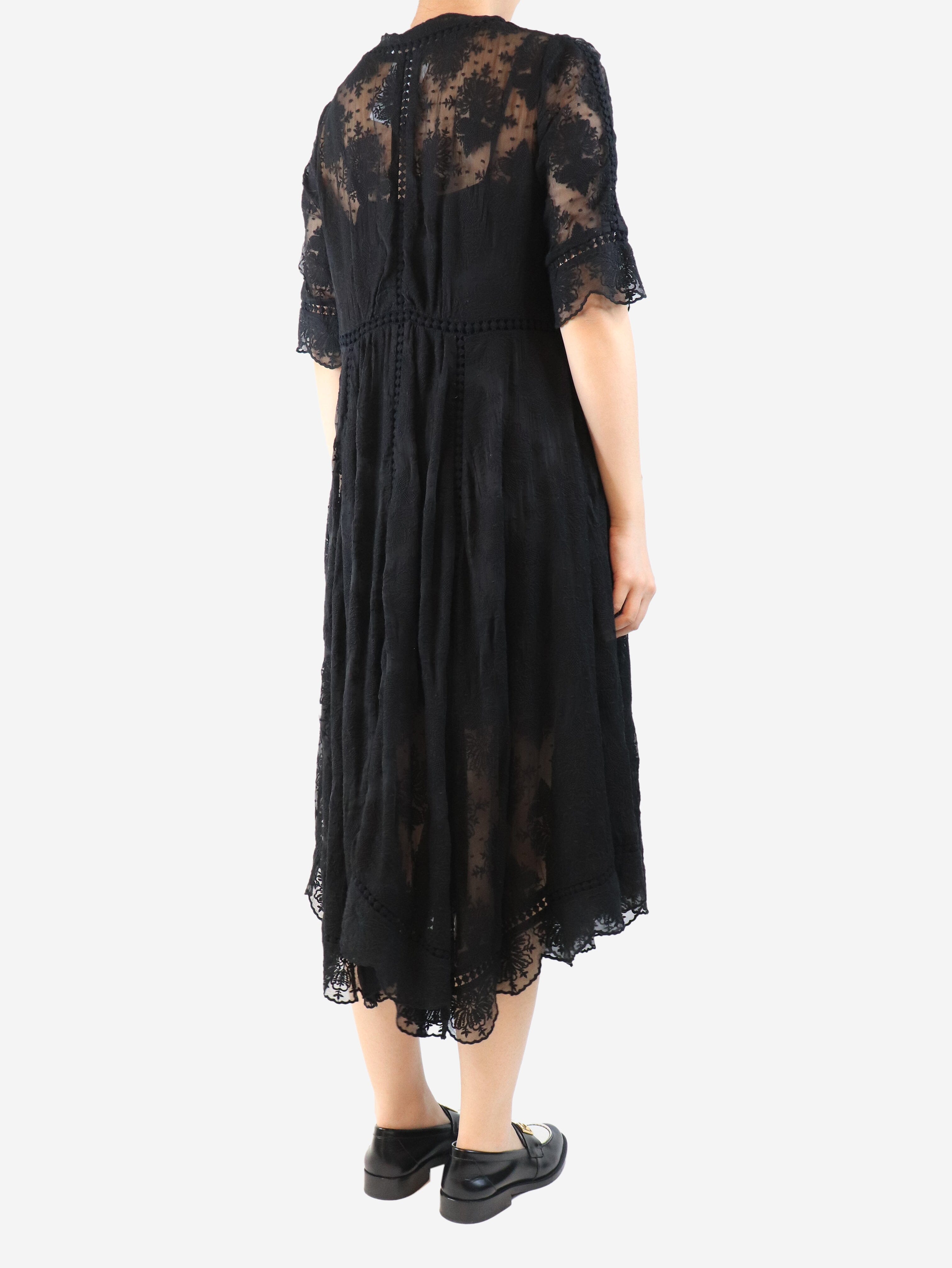 Black sheer embroidered dress - size UK 14 Dresses Zimmermann 
