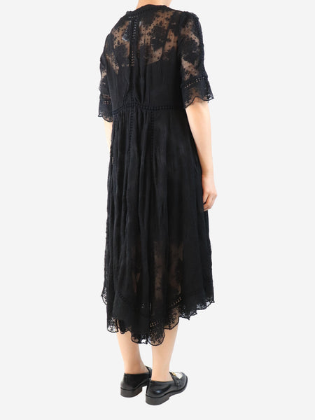 Black sheer embroidered dress - size UK 14 alternate image