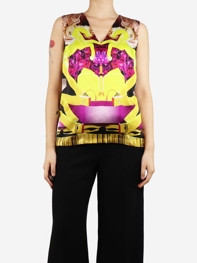 Multicolour silk sleeveless printed top - size UK 10 Tops Mary Katrantzou 