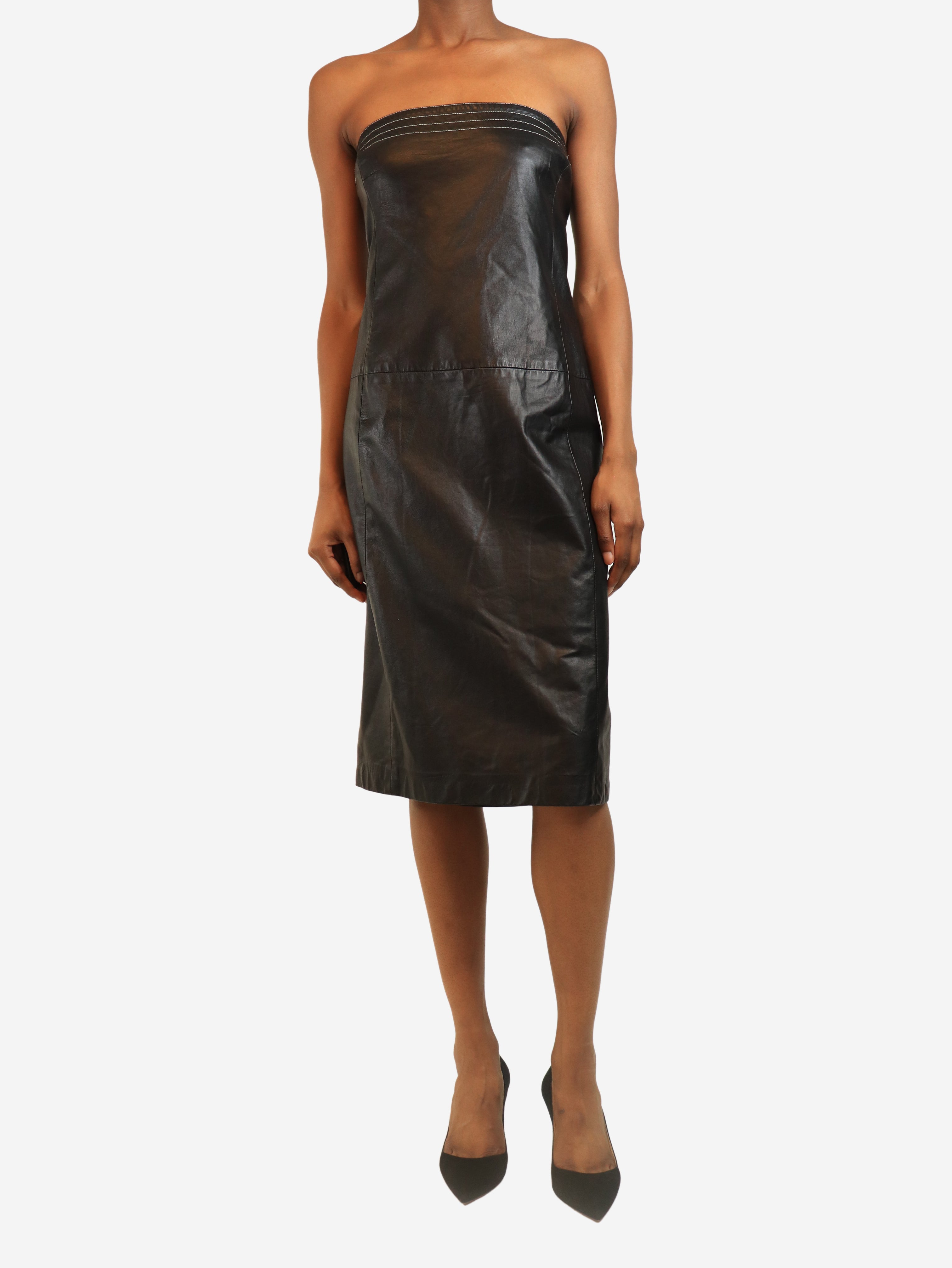 Black leather dress - size UK 12