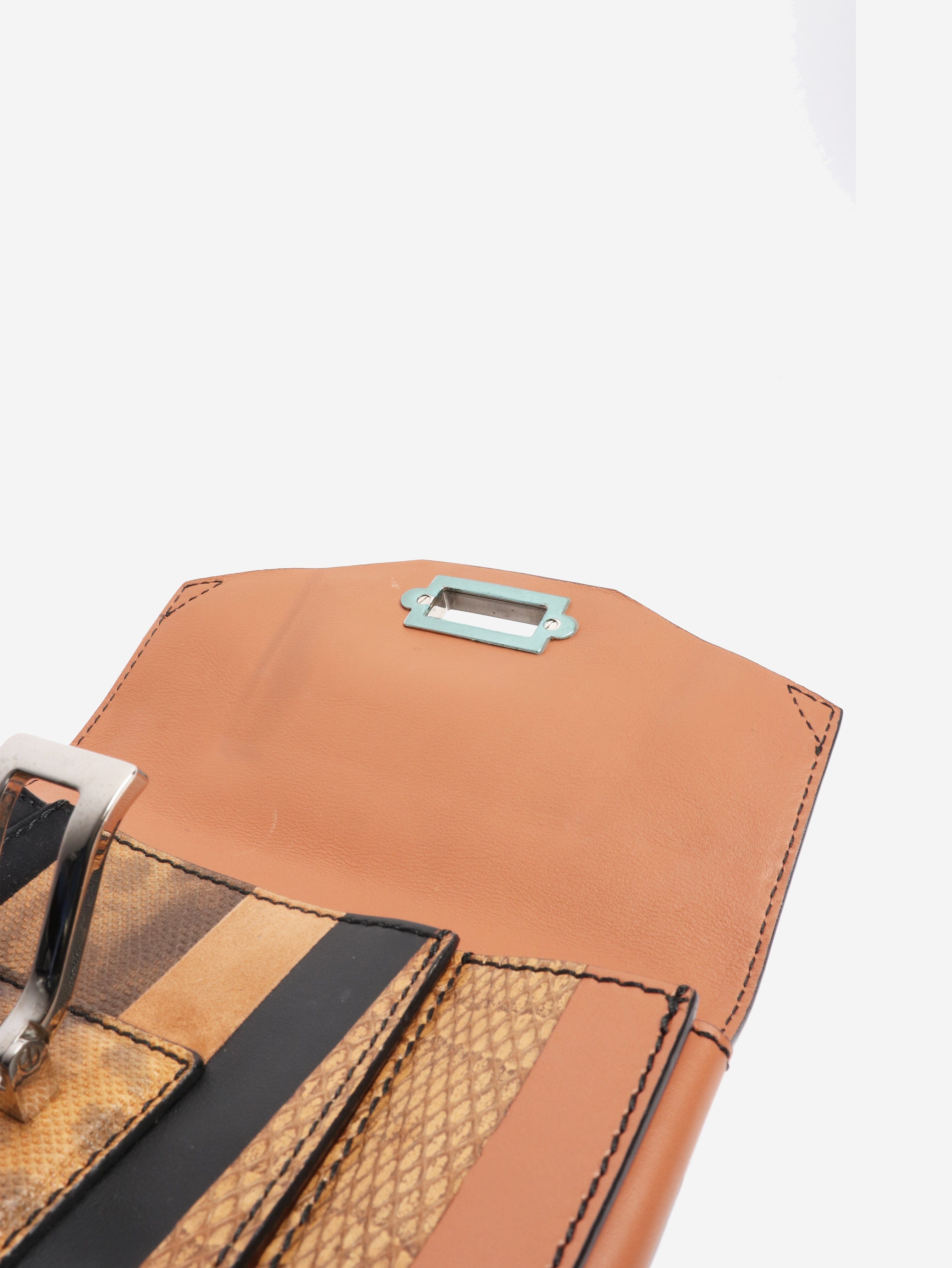 Brown striped exotic leather clutch Cross-body Bags Proenza Schouler 