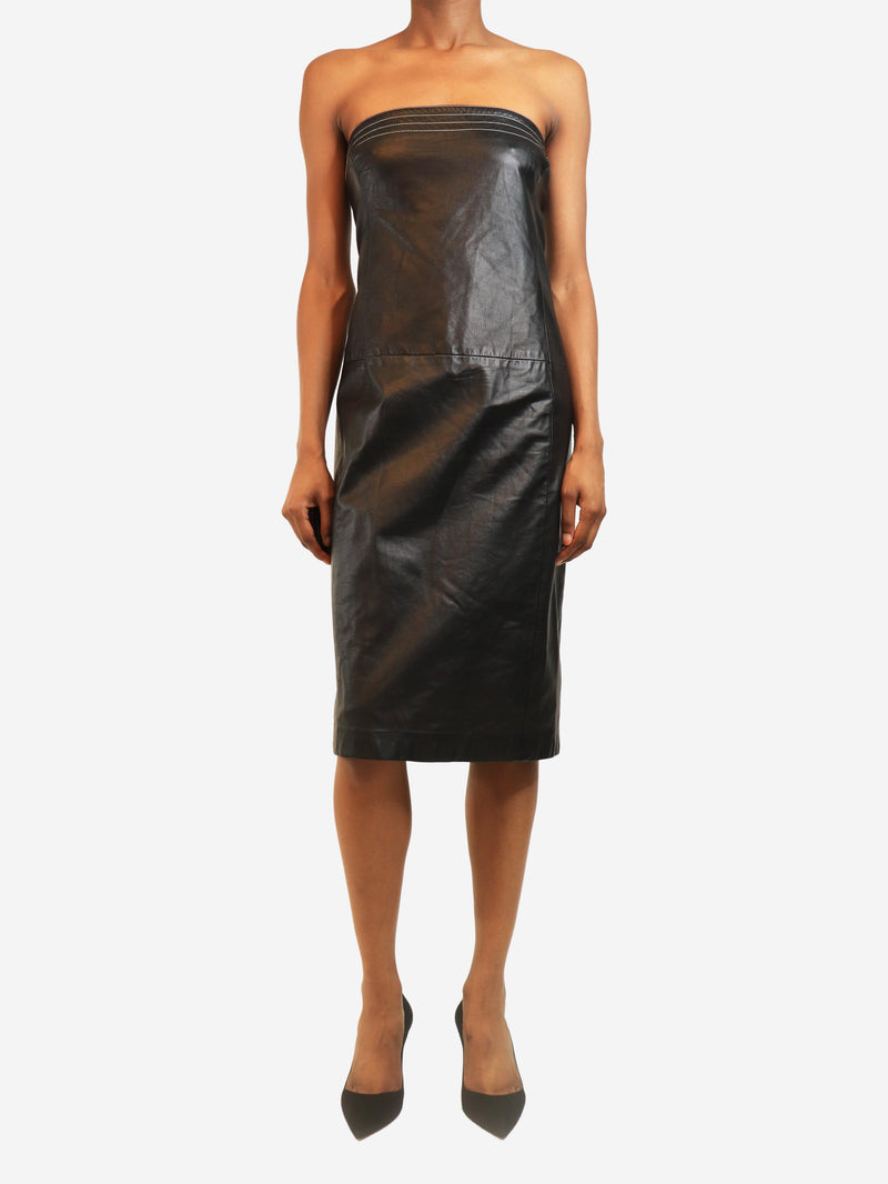 Black leather dress - size UK 12
