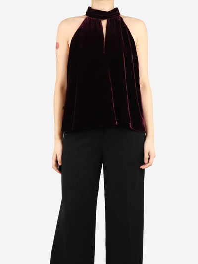 Burgundy velvet halterneck top - size UK 12 Tops ME+EM 