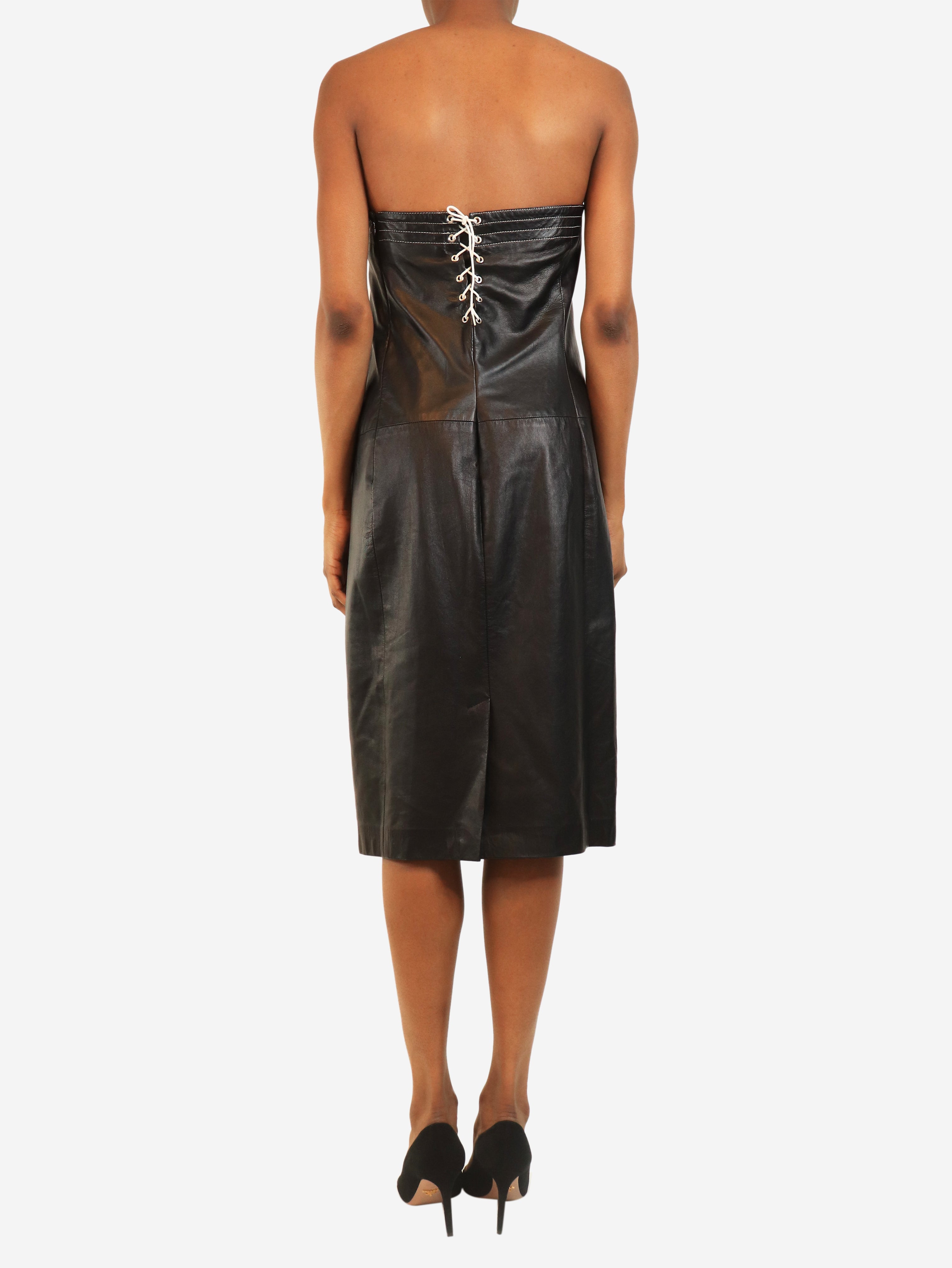 Black leather dress - size UK 12