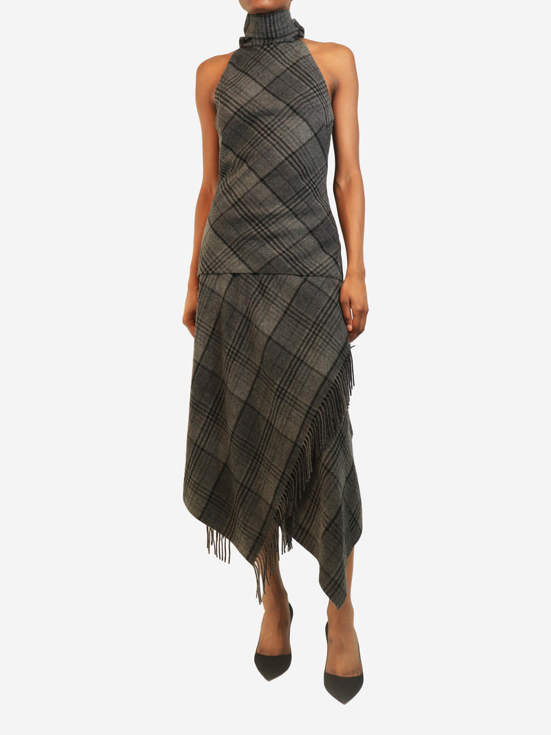 Grey plaid top and skirt set - size UK 4