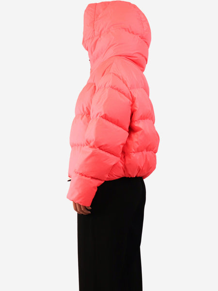 Neon pink hooded puffer jacket - size M alternate image