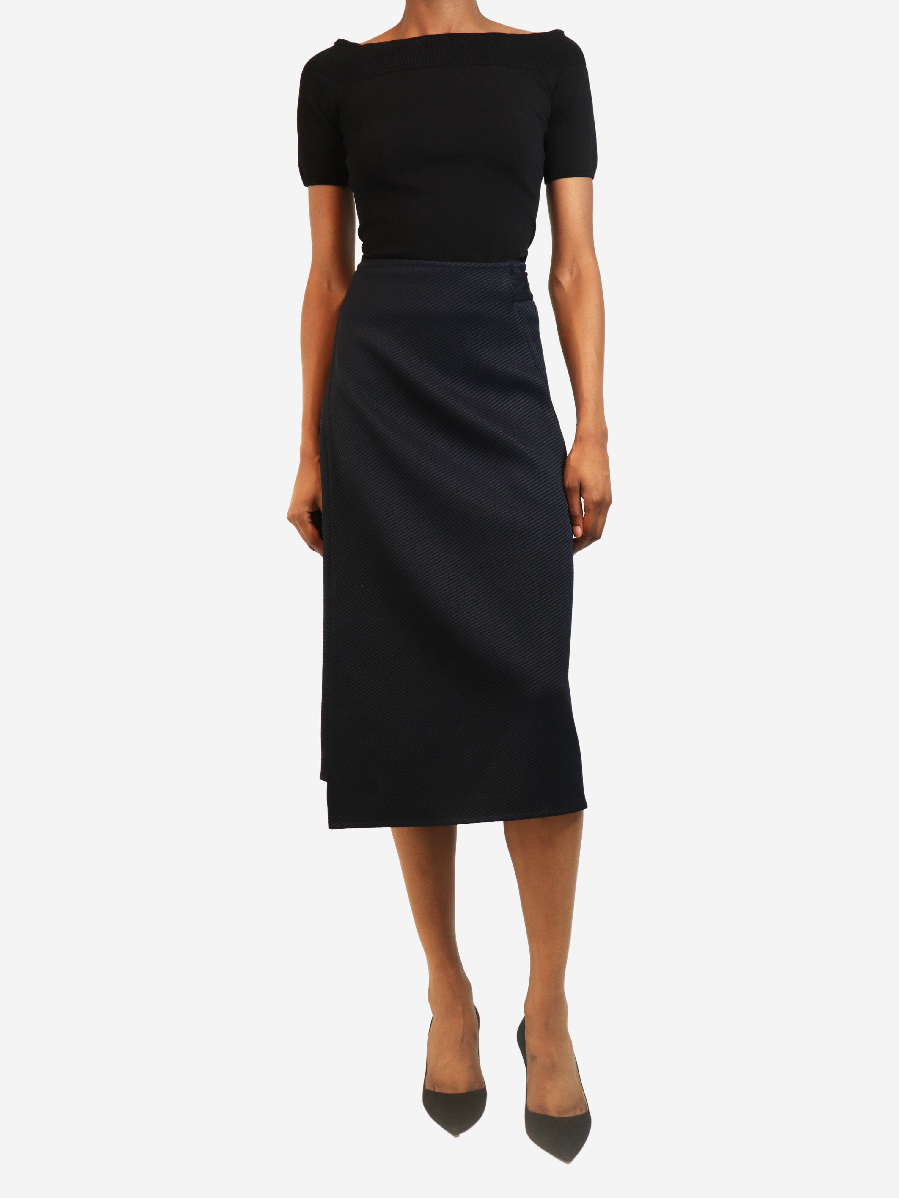 Navy wrap midi skirt - size UK 8
