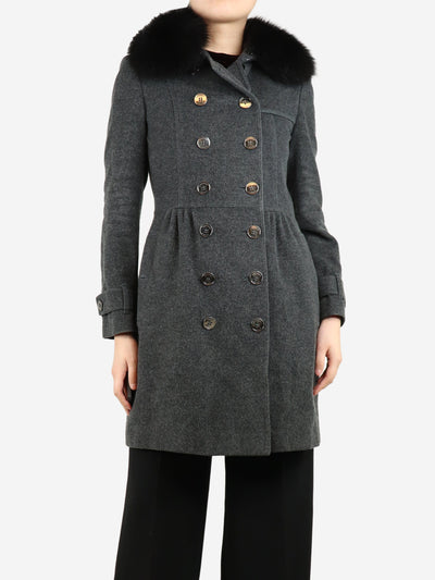 Charcoal grey wool-blend double-breasted coat - size UK 8 Coats & Jackets Burberry 