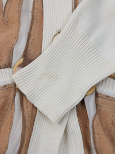 Hermes Neutral sheer buckle printed cardigan - size UK 6