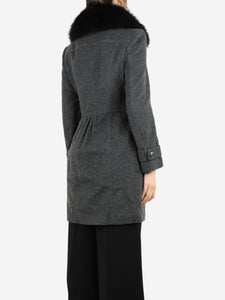 Burberry Charcoal grey wool-blend double-breasted coat - size UK 8