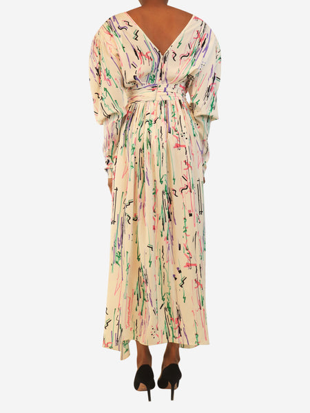 Cream scribble-print midi dress - size UK 6 alternate image