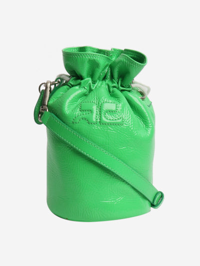 Acid green patent leather toggle bucket bag Cross-body Bags Courreges 