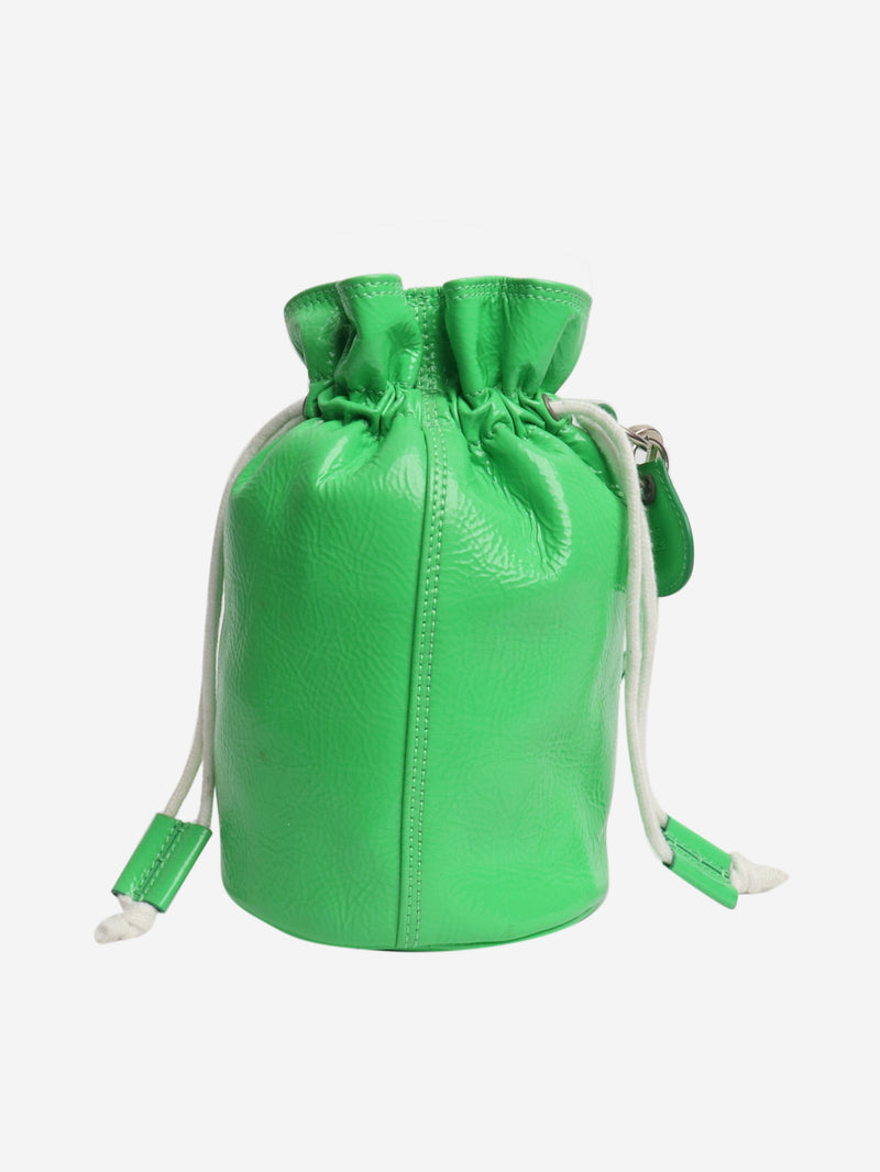Acid green patent leather toggle bucket bag Cross-body Bags Courreges 