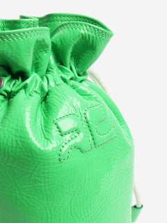 Acid green patent leather toggle bucket bag Cross-body Bags Courreges 