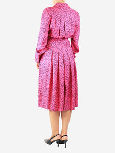Vanessa Seward Pink and black heart print midi jumpsuit- size UK 10