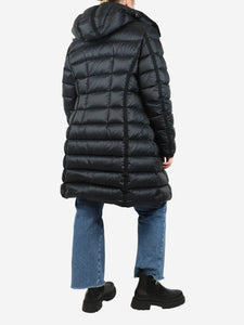 Moncler Black hooded long puffer jacket - size UK 20