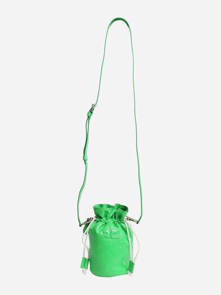 Acid green patent leather toggle bucket bag alternate image
